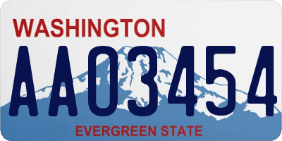 WA license plate AAO3454