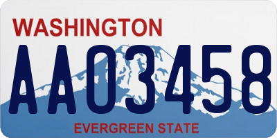 WA license plate AAO3458