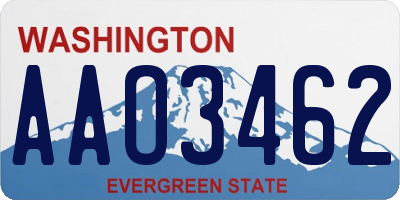 WA license plate AAO3462