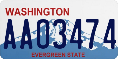 WA license plate AAO3474