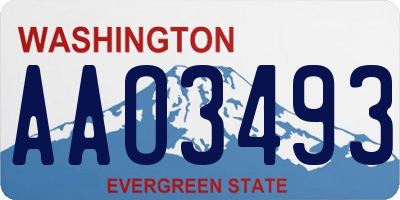 WA license plate AAO3493