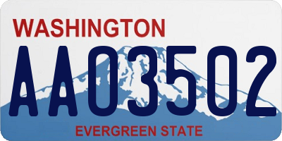 WA license plate AAO3502