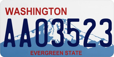 WA license plate AAO3523