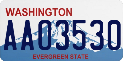 WA license plate AAO3530