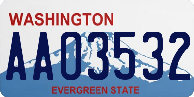 WA license plate AAO3532