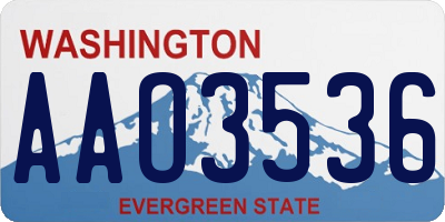 WA license plate AAO3536
