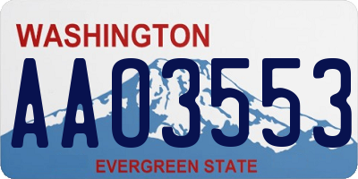 WA license plate AAO3553