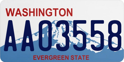 WA license plate AAO3558