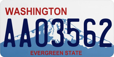 WA license plate AAO3562