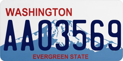 WA license plate AAO3569