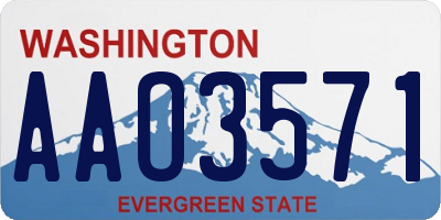 WA license plate AAO3571