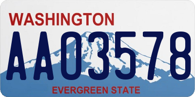 WA license plate AAO3578