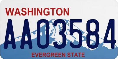 WA license plate AAO3584