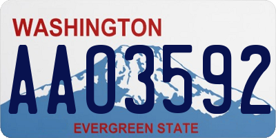 WA license plate AAO3592