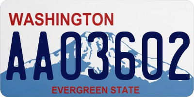 WA license plate AAO3602