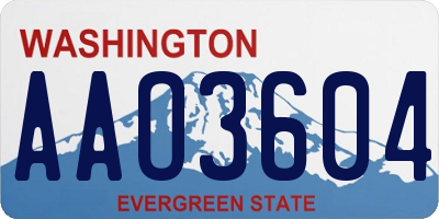 WA license plate AAO3604