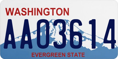WA license plate AAO3614