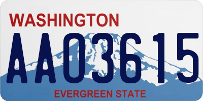 WA license plate AAO3615