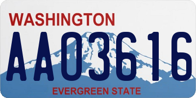 WA license plate AAO3616