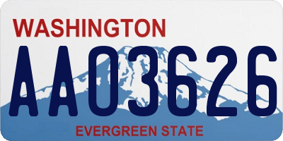 WA license plate AAO3626