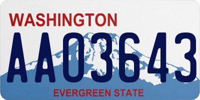 WA license plate AAO3643