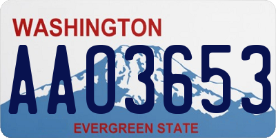 WA license plate AAO3653