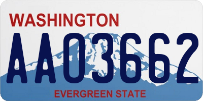 WA license plate AAO3662