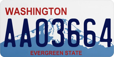WA license plate AAO3664