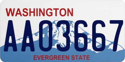 WA license plate AAO3667