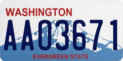 WA license plate AAO3671