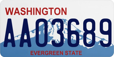 WA license plate AAO3689