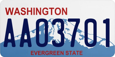 WA license plate AAO3701