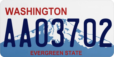 WA license plate AAO3702
