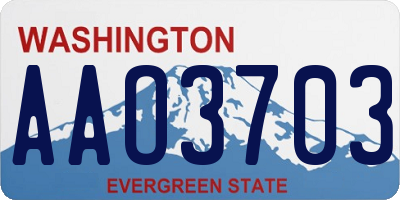 WA license plate AAO3703