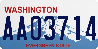 WA license plate AAO3714