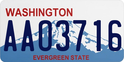WA license plate AAO3716