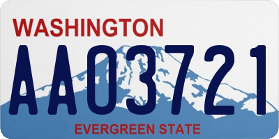 WA license plate AAO3721