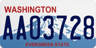WA license plate AAO3728
