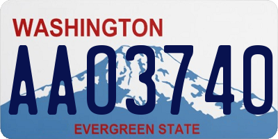 WA license plate AAO3740
