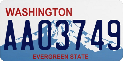 WA license plate AAO3749