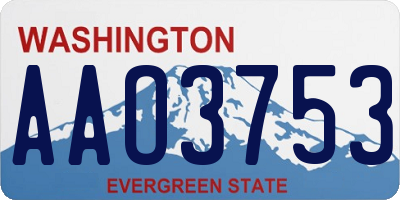 WA license plate AAO3753