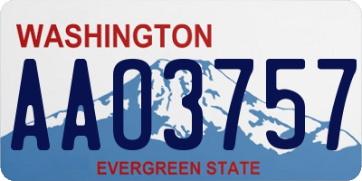 WA license plate AAO3757