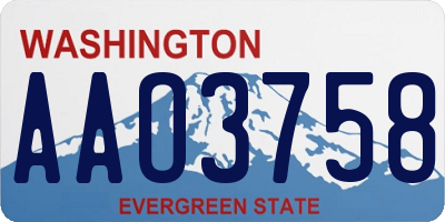 WA license plate AAO3758