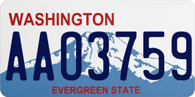 WA license plate AAO3759