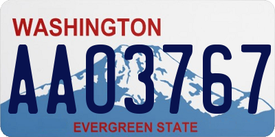 WA license plate AAO3767