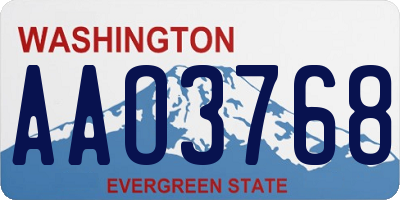 WA license plate AAO3768