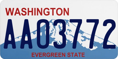 WA license plate AAO3772