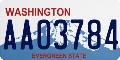 WA license plate AAO3784