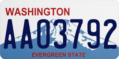 WA license plate AAO3792