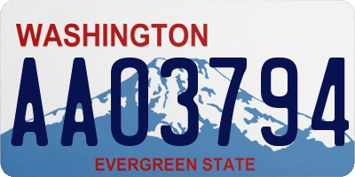 WA license plate AAO3794
